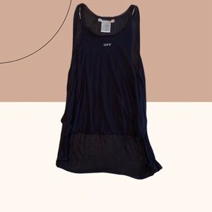 Off-White sheer black split side tank top
